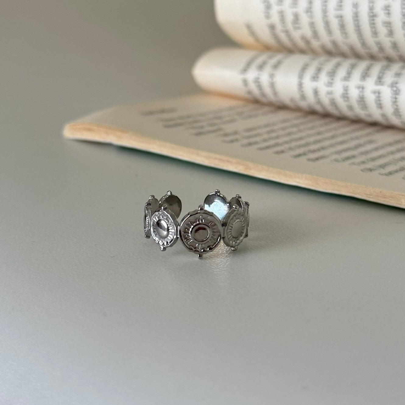 Sun Medallion Silver Ring