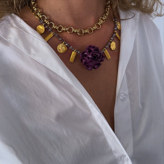 Imperial Coral Rose Necklace