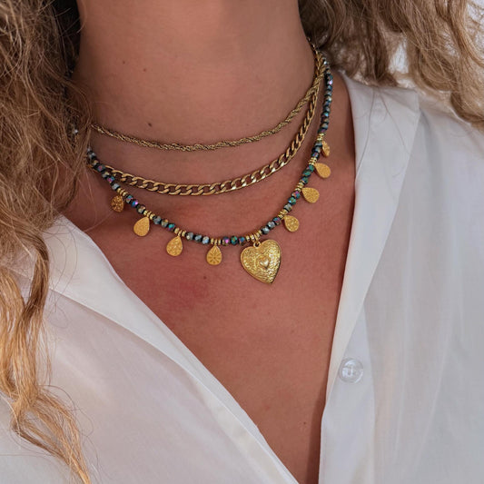 Golden Heart Drops Necklace