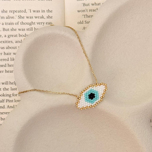Miyuki Evil Eye Necklace – Oval