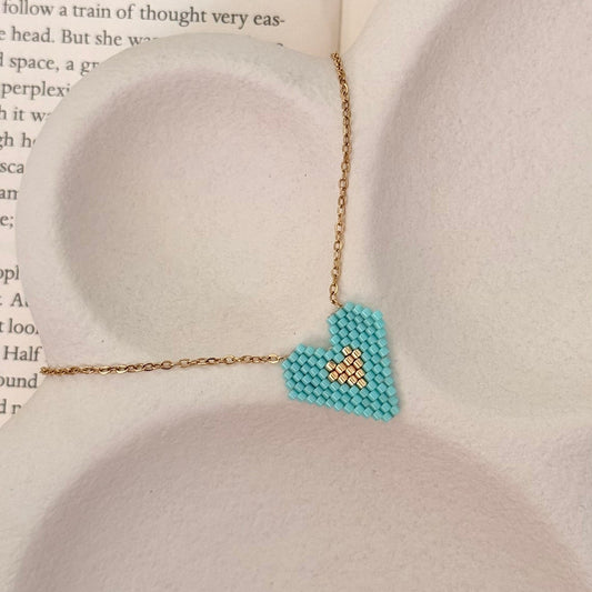 Miyuki Heart Charm Necklace